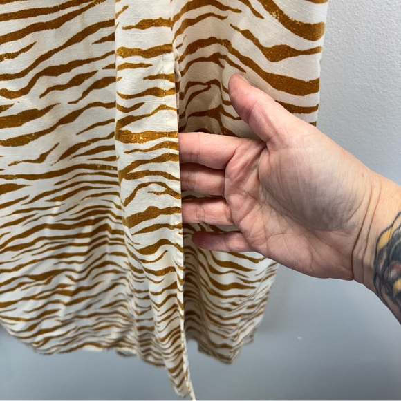 Ava & Viv Zebra Print Plus Midi Skirt 1X Relaxed Boho Elastic Waist Side Slit - Picture 5 of 5